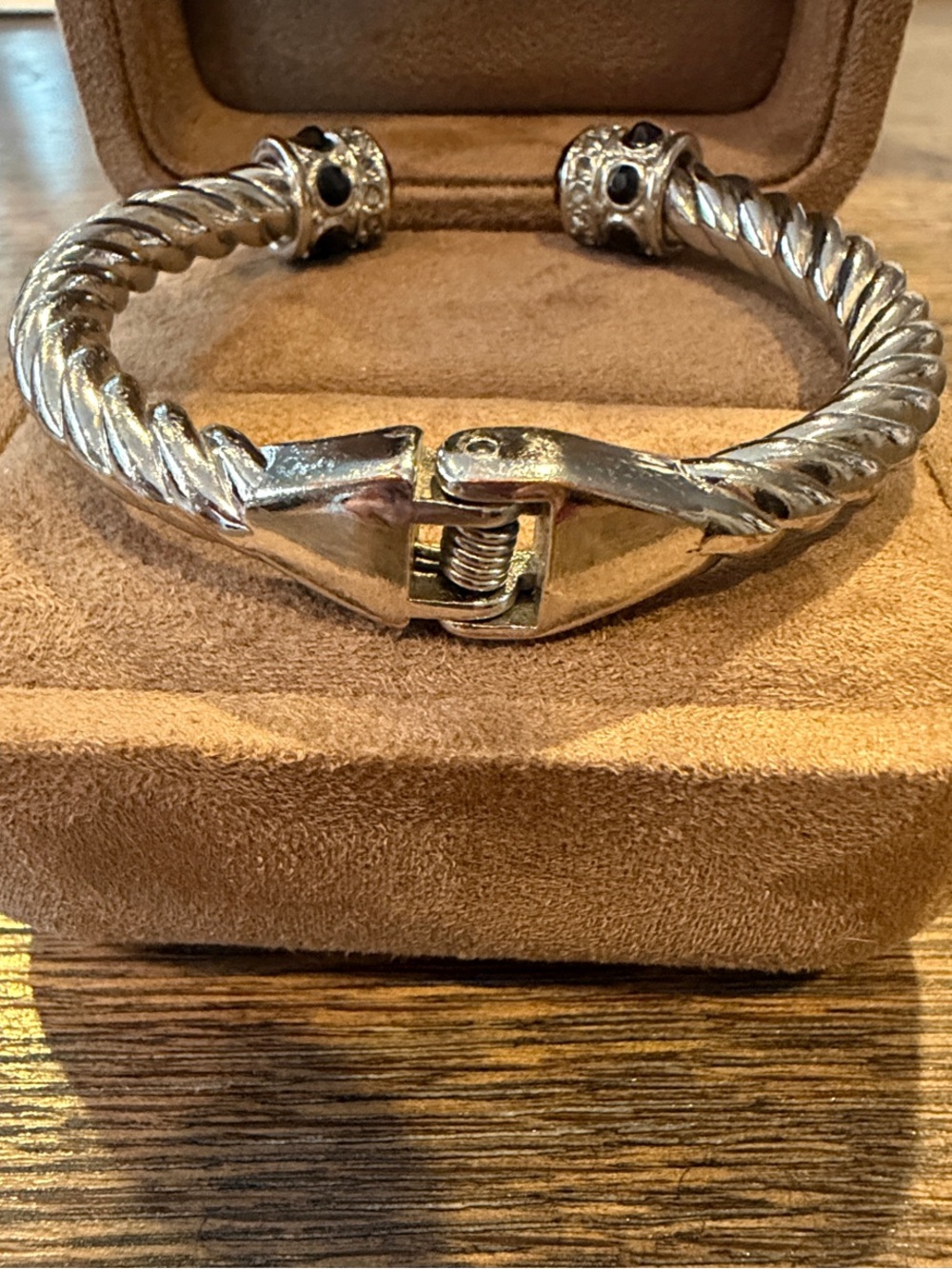 Banana Republic Silver-Tone Open Cuff Bracelet with Black Stones - Picture 5 of 5
